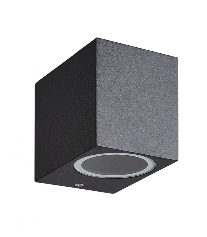 Square Wall Down Lamp, 1 x GU10, IP54, Sand Black - 1