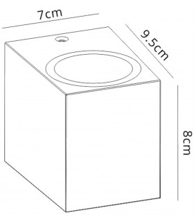 Square Wall Down Lamp, 1 x GU10, IP54, Sand Black - 2