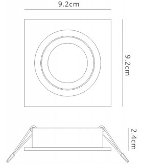 GU10 Swivel Recessed Downlight 9.2cm Square, 1 x GU10 Max 50W, Sand Black - 2