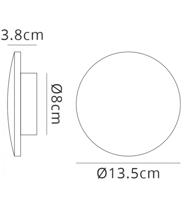 LED Wall Light 13.5cm Round 6W, 3000K, 540lm, Matt Black - 2