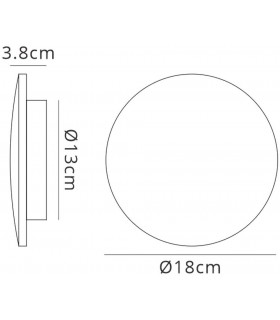 LED Wall Light 18cm Round 8W, 3000K, 1080lm, Matt Black - 2