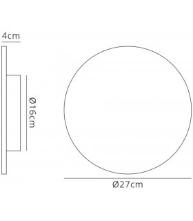 LED Wall Light 27cm Round 16W, 3000K, 1350lm, Matt Black - 2