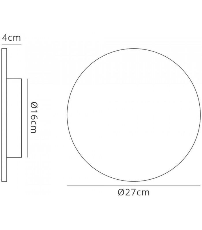 LED Wall Light 27cm Round 16W, 3000K, 1350lm, Matt Black - 2