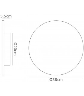 LED Ceiling, Wall Light 38cm Round 30W, 3000K, 2400lm, Matt Black - 2