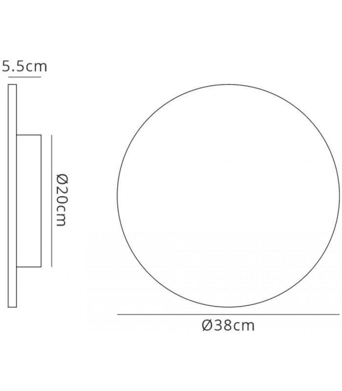 LED Ceiling, Wall Light 38cm Round 30W, 3000K, 2400lm, Matt Black - 2