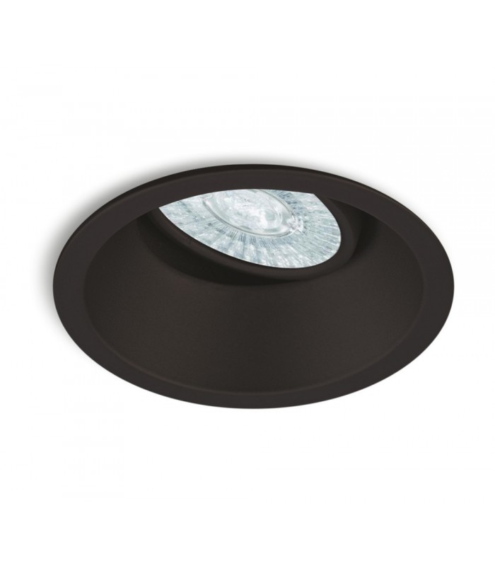 9.6cm Round Recessed Downlight GU10, Matt Black - 1