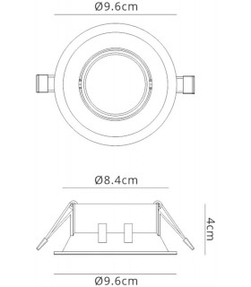 9.6cm Round Recessed Downlight GU10, Matt Black - 2