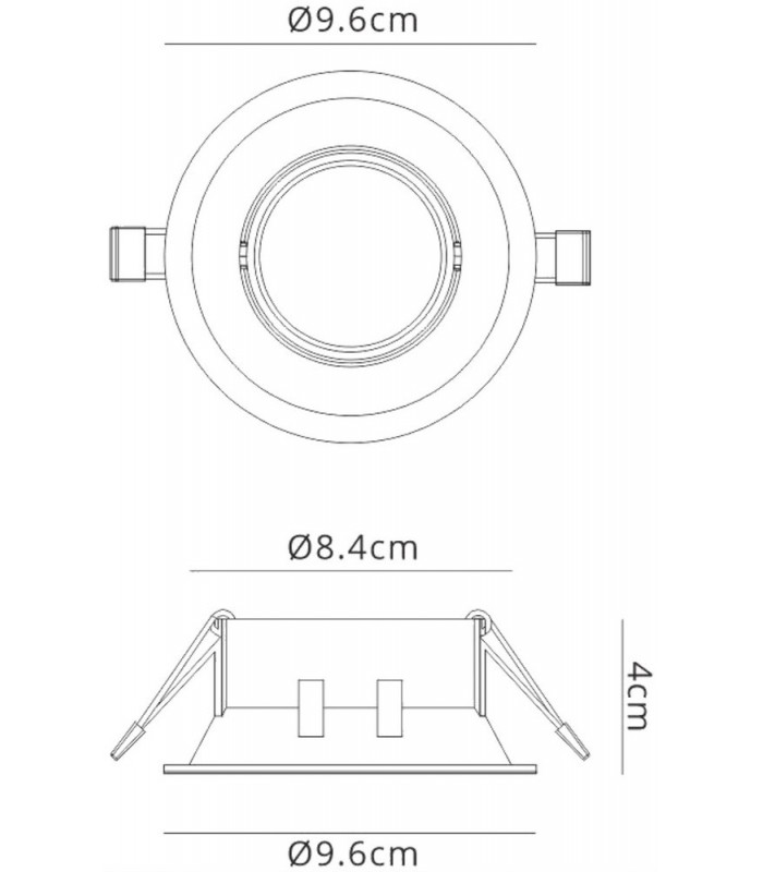 9.6cm Round Recessed Downlight GU10, Matt Black - 2