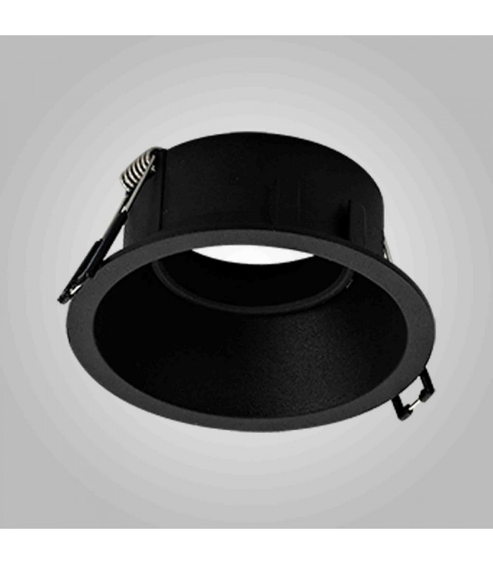 9.6cm Round Recessed Downlight GU10, Matt Black - 3