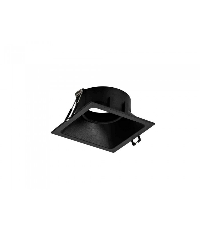 9.2cm Square Recessed Downlight GU10, Matt Black - 1
