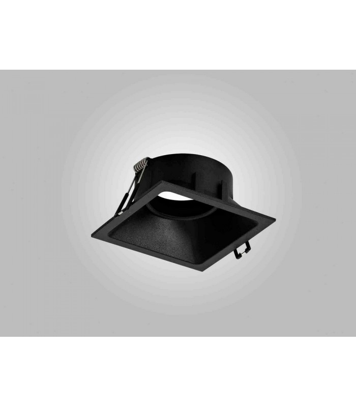 9.2cm Square Recessed Downlight GU10, Matt Black - 3