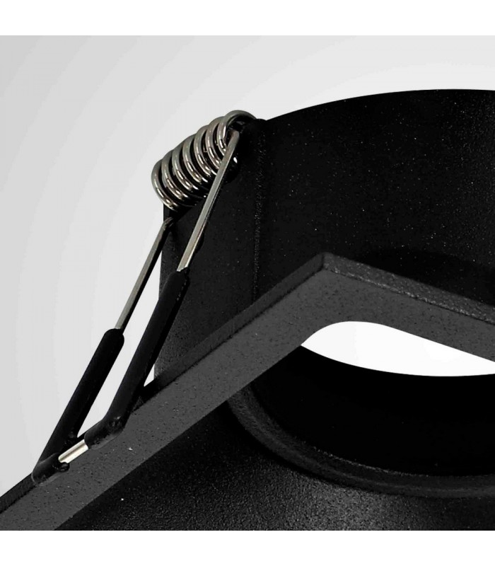 9.2cm Square Recessed Downlight GU10, Matt Black - 4