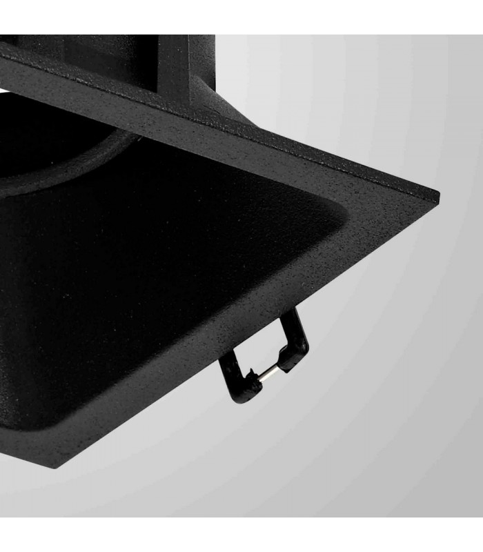 9.2cm Square Recessed Downlight GU10, Matt Black - 5