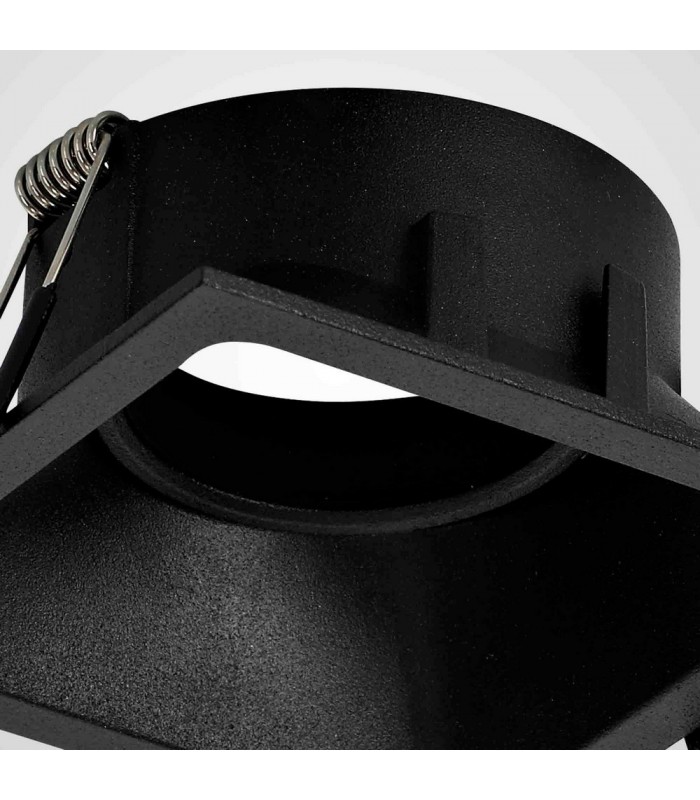 9.2cm Square Recessed Downlight GU10, Matt Black - 6