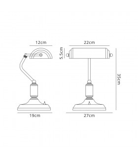 Banker Table Lamp 1 Light With Toggle Switch, Sand Black, Copper - 2