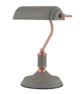 Banker Table Lamp 1 Light With Toggle Switch, Sand Grey, Copper - 1