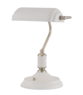 Banker Table Lamp 1 Light With Toggle Switch, Satin Nickel, Sand White - 1