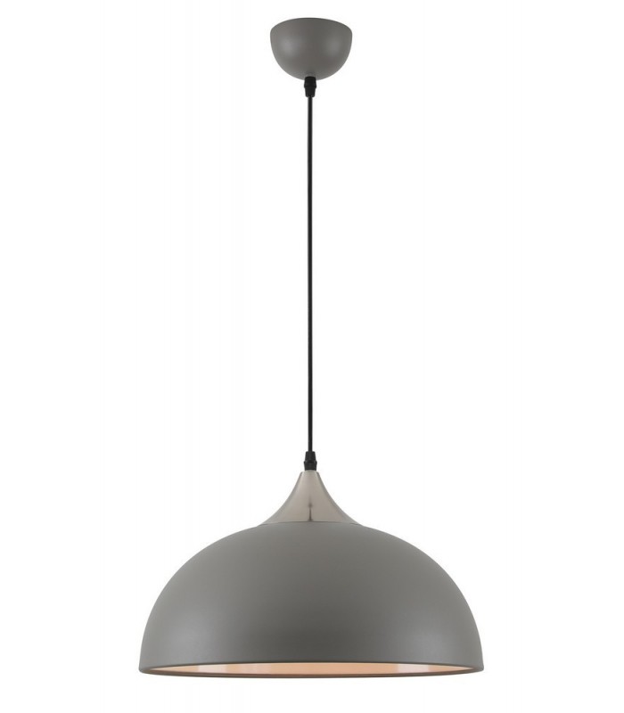 Dome Ceiling Pendant, 1 x E27, Sand Grey, Satin Nickel - 1