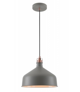 Medium Ceiling Dome Pendant, 1 x E27, Sand Grey, Copper, White - 1