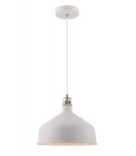 Medium Ceiling Dome Pendant, 1 x E27, Sand White, Satin Nickel, White - 1