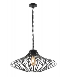 Caged Ceiling Pendant, 1 x E27, Matt Black - 1