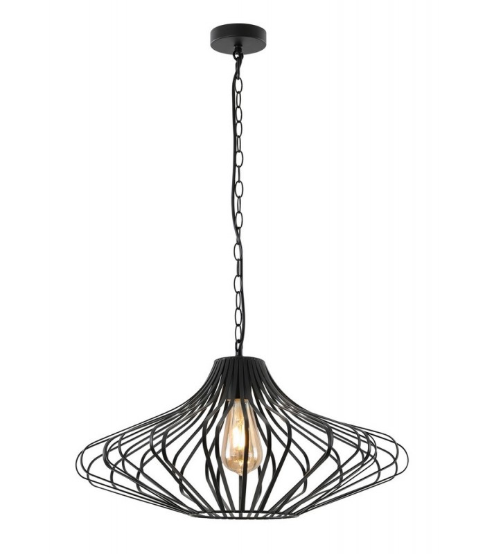 Caged Ceiling Pendant, 1 x E27, Matt Black - 1