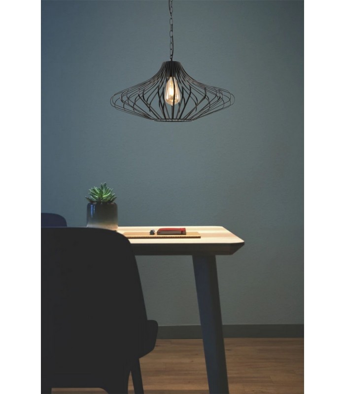 Caged Ceiling Pendant, 1 x E27, Matt Black - 4