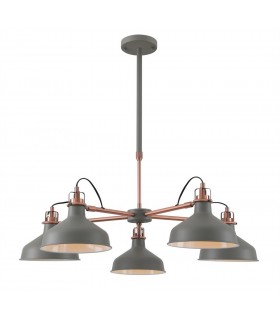 Telescopic 5 Light, 5 x E27, Sand Grey, Copper, White - 1
