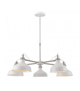 Telescopic 5 Light, 5 x E27, Sand White, Satin Nickel, White - 1