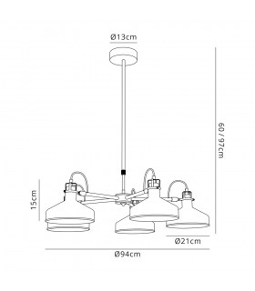 Telescopic 5 Light, 5 x E27, Sand White, Satin Nickel, White - 2