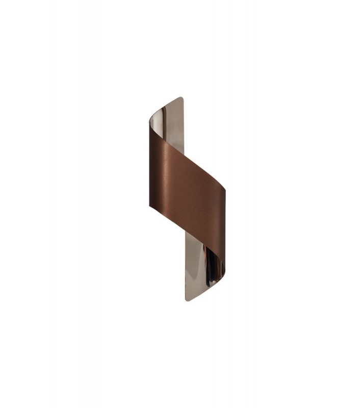 Wall Lamp Small, 1 x 8W LED, 3000K, 640lm, Satin Brown, Polished Chrome - 1