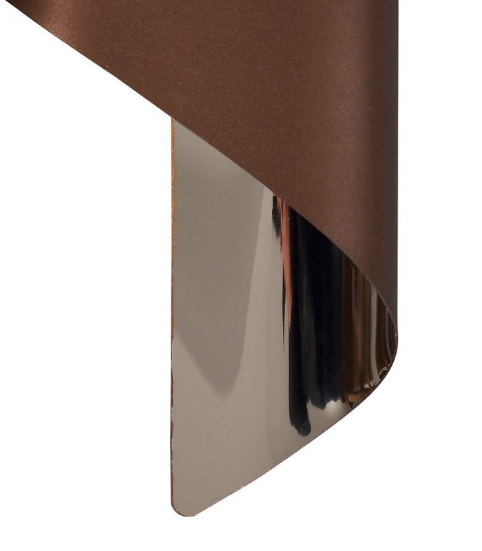 Wall Lamp Small, 1 x 8W LED, 3000K, 640lm, Satin Brown, Polished Chrome - 4