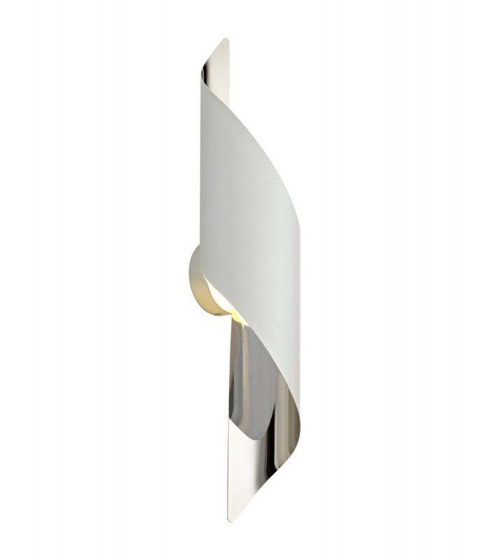 Wall Lamp Large, 1 x 8W LED, 3000K, 640lm, White, Polished Chrome - 1