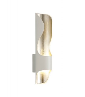 Wall Lamp, 1 x 8W LED, 3000K, 640lm, White, Silver Leaf - 1