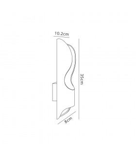 Wall Lamp, 1 x 8W LED, 3000K, 640lm, White, Silver Leaf - 2