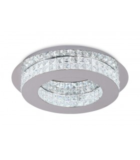 Flush Ceiling Light, 1 x 18W LED, 4000K, 418lm, Polished Chrome, Crystal - 1