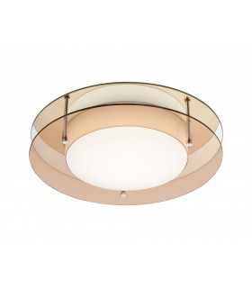 Flush Ceiling, 1 x 18W LED, 3000K, 1620lm, IP44, Amber, Mirror - 1