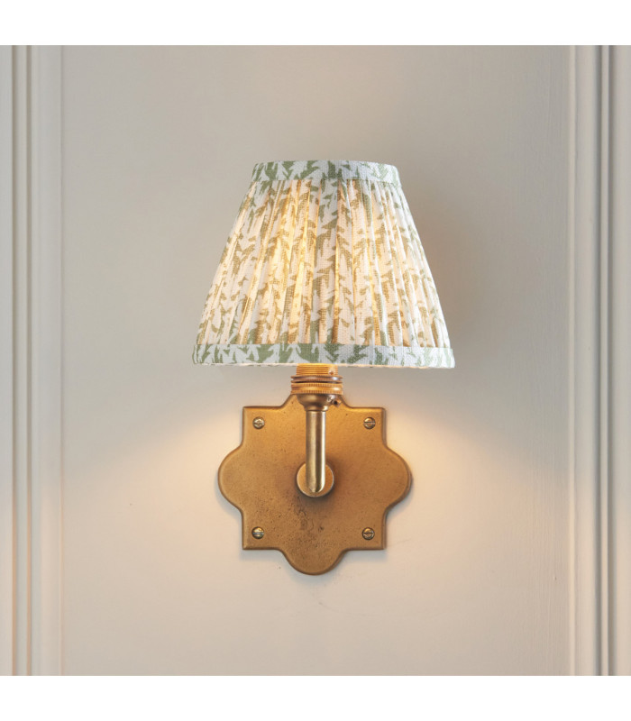 Anvil Angle & Leaf 16cm Wall Lamp Antique Brass Herb Garden Green-3