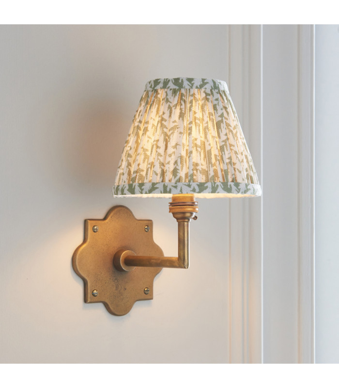 Anvil Angle & Leaf 16cm Wall Lamp Antique Brass Herb Garden Green-4