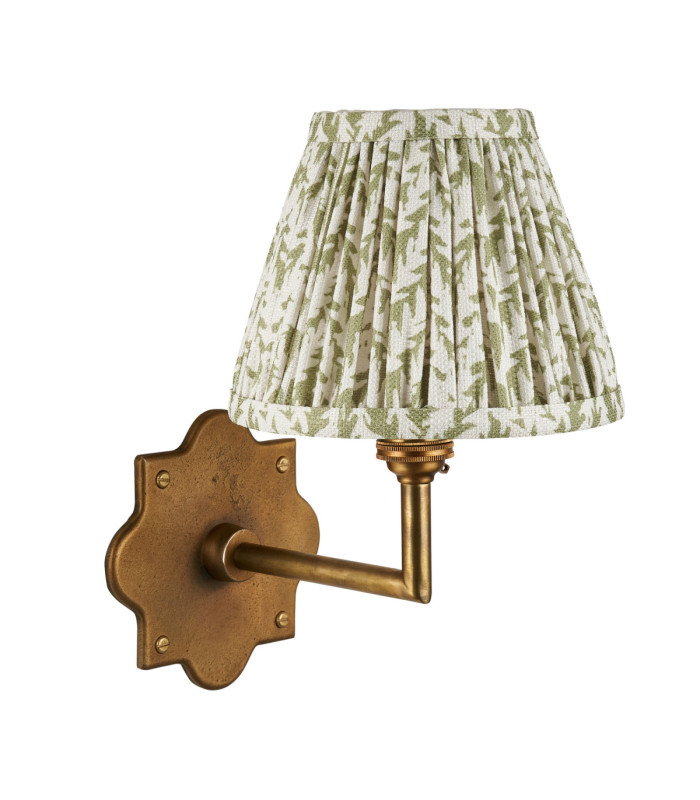 Anvil Angle & Leaf 16cm Wall Lamp Antique Brass Herb Garden Green-9