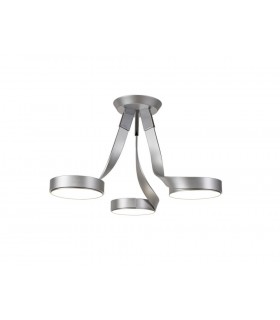 3 Light Semi Flush Ceiling, 3 x 12W LED, 3000K, 2880lm, Silver, Polished Chrome - 1