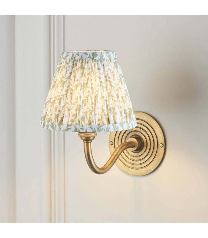 Ripple Curve & Leaf 16cm Wall Lamp Antique Brass Herb Garden Green-2