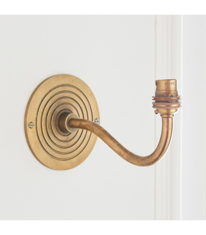 Ripple Curve & Leaf 16cm Wall Lamp Antique Brass Herb Garden Green-7