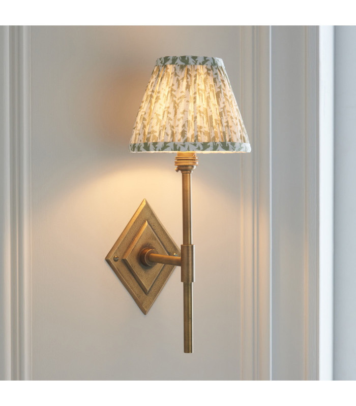 Diamond Tall & Leaf 16cm Wall Lamp Antique Brass Herb Garden Green-4