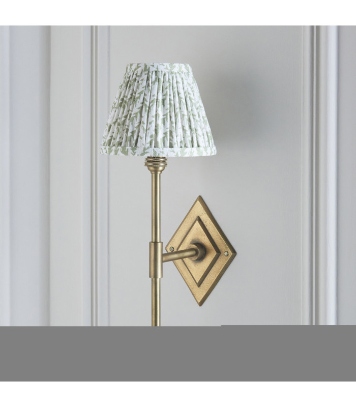 Diamond Tall & Leaf 16cm Wall Lamp Antique Brass Herb Garden Green-5