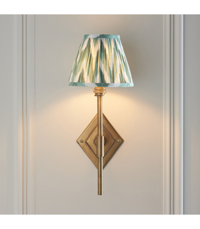 Diamond Tall & Zigzag 16cm Wall Lamp Antique Brass Cotswold Green-3