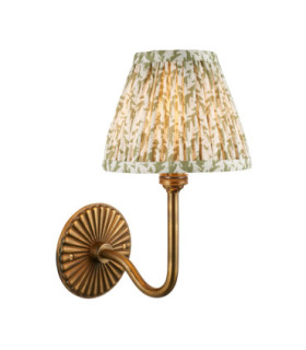 Dahlia Swan & Leaf 16cm Wall Lamp Antique Brass Herb Garden Green-1