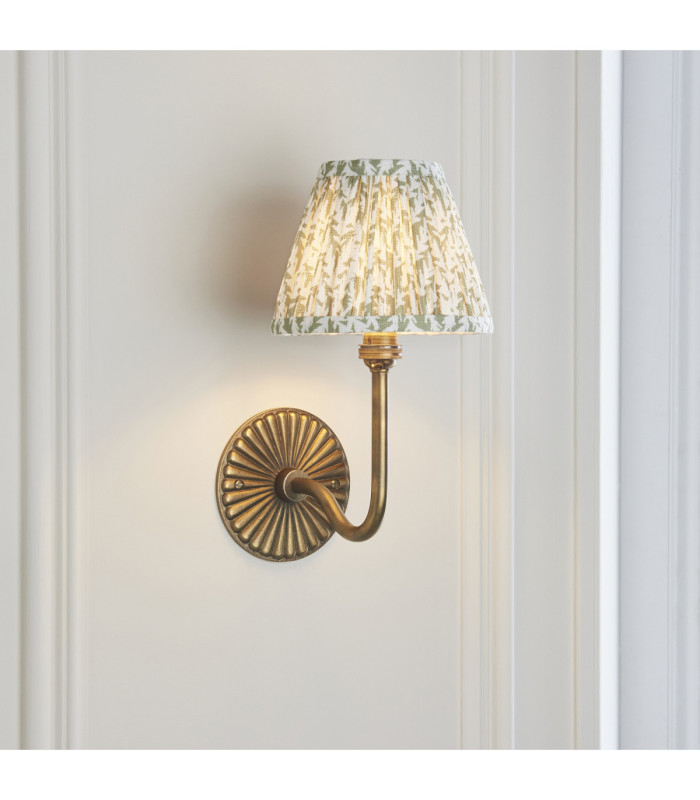 Dahlia Swan & Leaf 16cm Wall Lamp Antique Brass Herb Garden Green-4