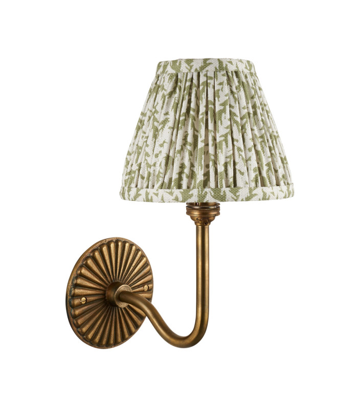 Dahlia Swan & Leaf 16cm Wall Lamp Antique Brass Herb Garden Green-9