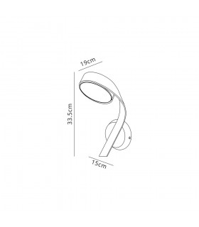 Wall Lamp Right Switched, 1 x 10W LED, 3000K, 800lm, Silver, Polished Chrome - 2